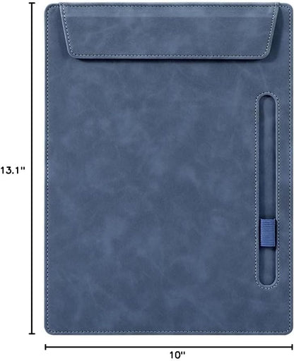 A4 Leather Clipboard Folder, Binder clipboard A4 Clip File, Leather Portfolio for Men and Women, Business Portfolio Binder, with 1 Pen Holder & Document Sleeve, Notepad Clipboard (Green)