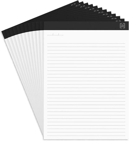 TRU RED Notepads, 8.5” x 11.75”, Wide Ruled, Canary, 50 Sheets/Pad, 12‑Pack