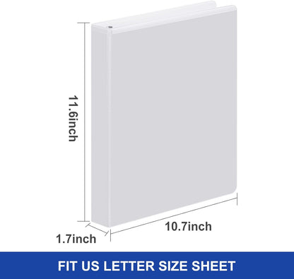 Comix D-Ring Basic View Binder 1 inch 3 Ring Binders, 2.4mm-Thick, Hold 225 Sheets of 8.5" x 11" Paper, 12 Pack (White)