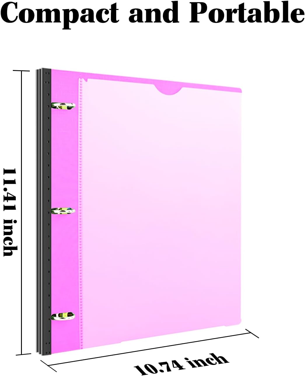 INFUN Telescoping 3 Ring Binder - 4PCS, Portable Plastic 3 Ring Binder with Telescoping Spine, Binders with Foldable Front Cover Holds 8.5"x11" Paper for School, Office, Homes