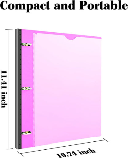INFUN Telescoping 3 Ring Binder - 4PCS, Portable Plastic 3 Ring Binder with Telescoping Spine, Binders with Foldable Front Cover Holds 8.5"x11" Paper for School, Office, Homes