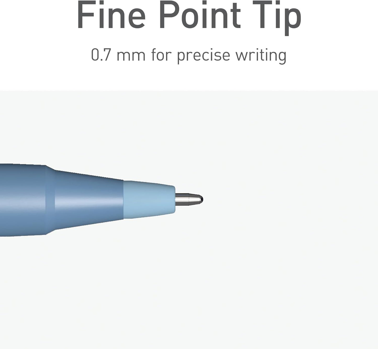 Pentonic Ballpoint Pens, 10 Count, Frosted Pale Gray Barrel with Black Ink, 0.7 mm Fine Point, Smooth Writing For Journaling & Note Taking (PEN13086)