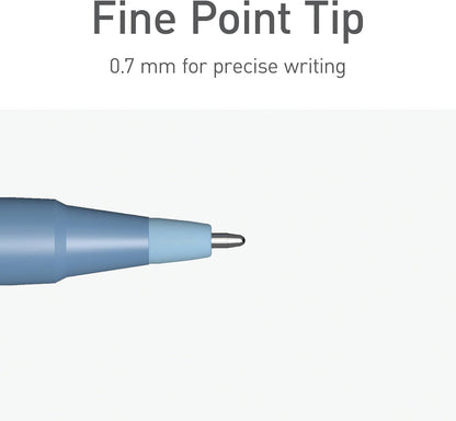 Pentonic Ballpoint Pens, 10 Count, Frosted Pale Gray Barrel with Black Ink, 0.7 mm Fine Point, Smooth Writing For Journaling & Note Taking (PEN13086)