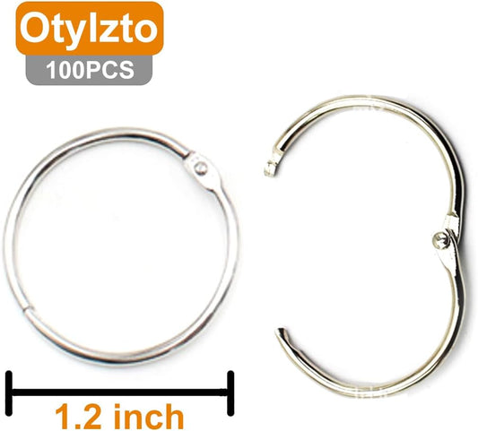Otylzto 120pcs Metal Binder Rings 1 Inch, Paper Ring, Key Rings,Office Products