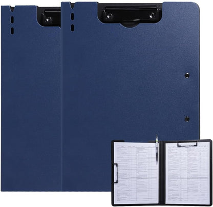 FRETONBA Clipboard Folder, A4 Foldable Clipboard with Horizontal and Vertical Double Metal Clips, 360 Degree Foldable Binder Clipboards with Pen Holder, File Cover Work Folder Clipboards, Green