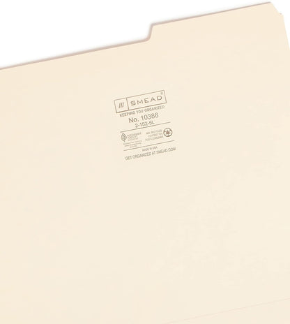 Smead File Folders Letter Size, Reinforced 1/3-Cut Tab, Assorted Positions, Letter Size, Manila Folders 8.5 x 11, 100 per Box (10334)