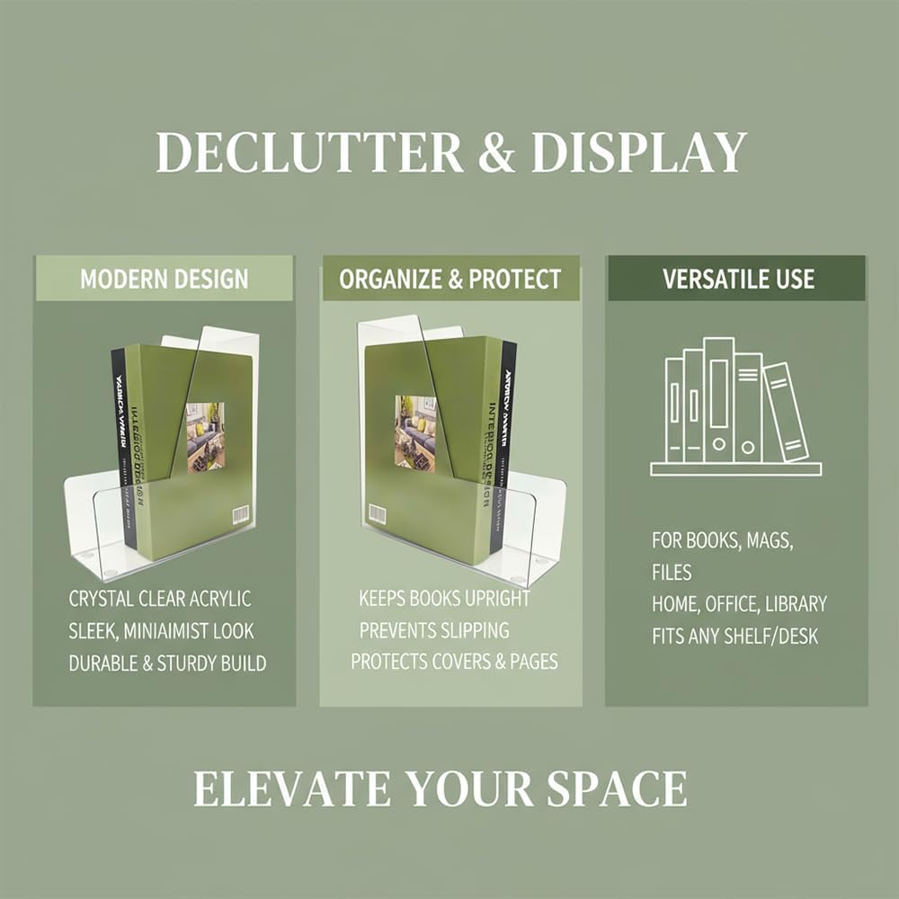Vertical File Holder, 4 pack Clear Plastic Document Organizer and Clear Magazine Organizer, Multi-purpose Document Organizer for Home Office