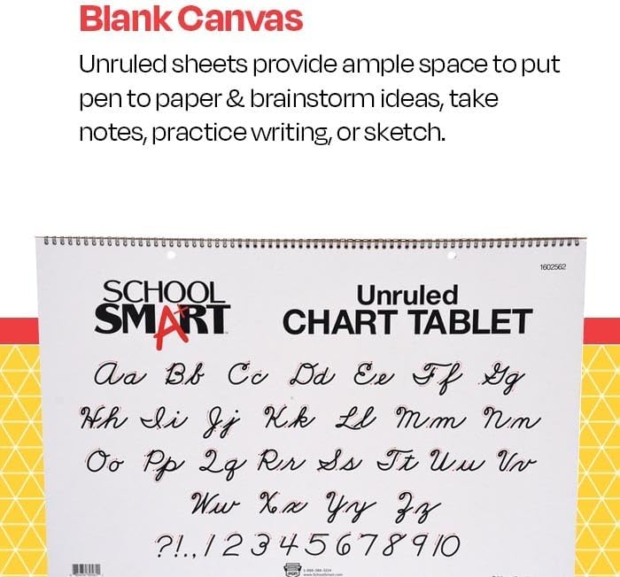 School Smart Chart Tablet, 24 x 16 Inches, 1 Inch Rule, 25 Sheets