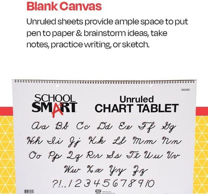 School Smart Chart Tablet, 24 x 16 Inches, 1 Inch Rule, 25 Sheets