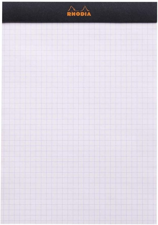 Rhodia Classic French Paper Pads Graph 6 in. x 8 1/4 in. Black (162009C)