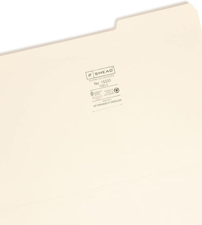 Smead File Folder, 1/3-Cut Tab, Assorted Positions, Legal Size, Manila, 100 per Box (15330)