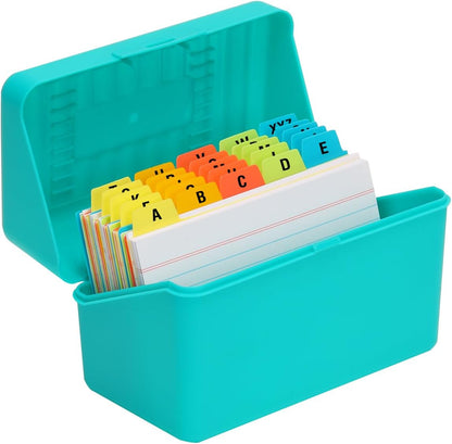H4D 3x5 Index Card Holder with 100 Heavyweight Ruled Index Cards and 25 Plastic Dividers, Black