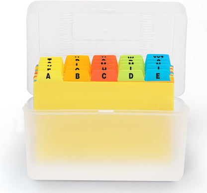 H4D Index Card Holder 3x5 Inches with 25 Plastic Dividers, Black
