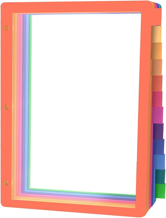 HABGP 3 Ring Binder Dividers, 12-Tab Plastic Clear Binder Dividers, Multicolor Monthly Dividers, Letter Size File Organizer 3 Hole Punch, 2 Set 24 Pcs Write On Tabs for Notebook