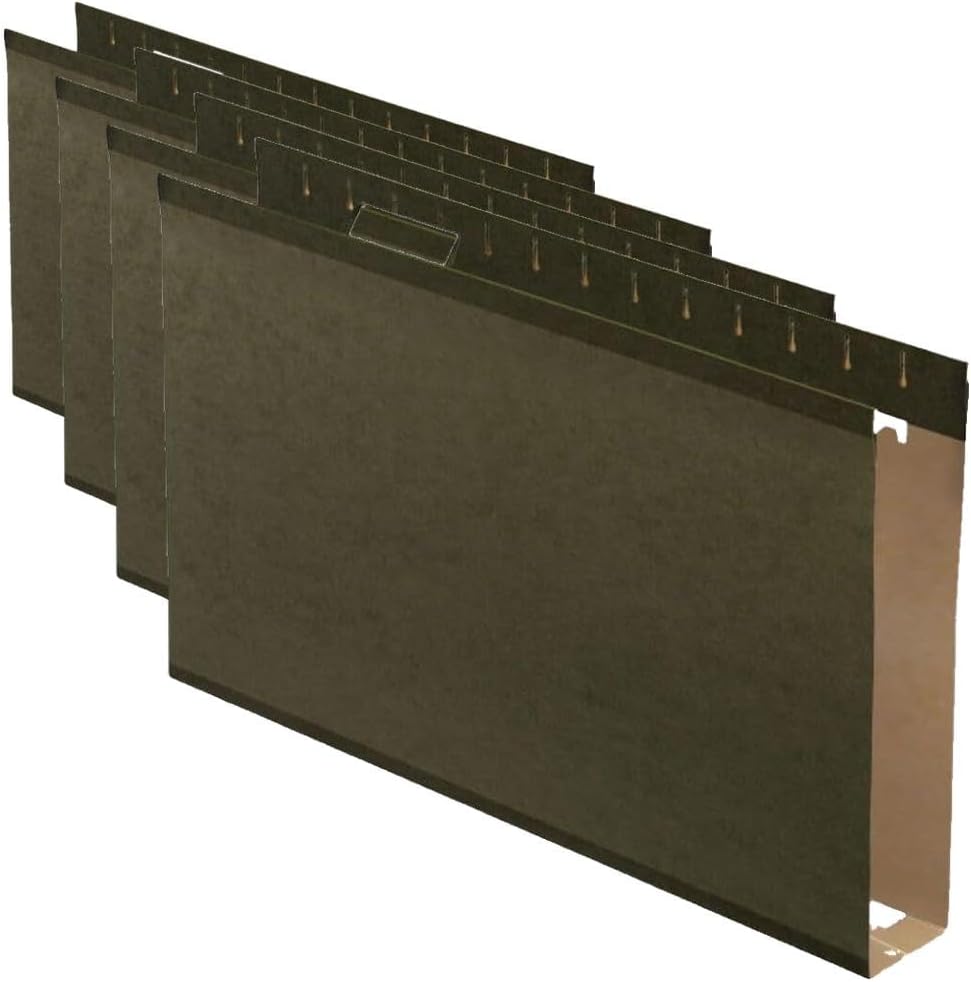 Pendaflex Extra Capacity Reinforced Hanging File Folders, 2", Legal Size, Standard Green, 1/5 Cut, 25/BX (4153x2)