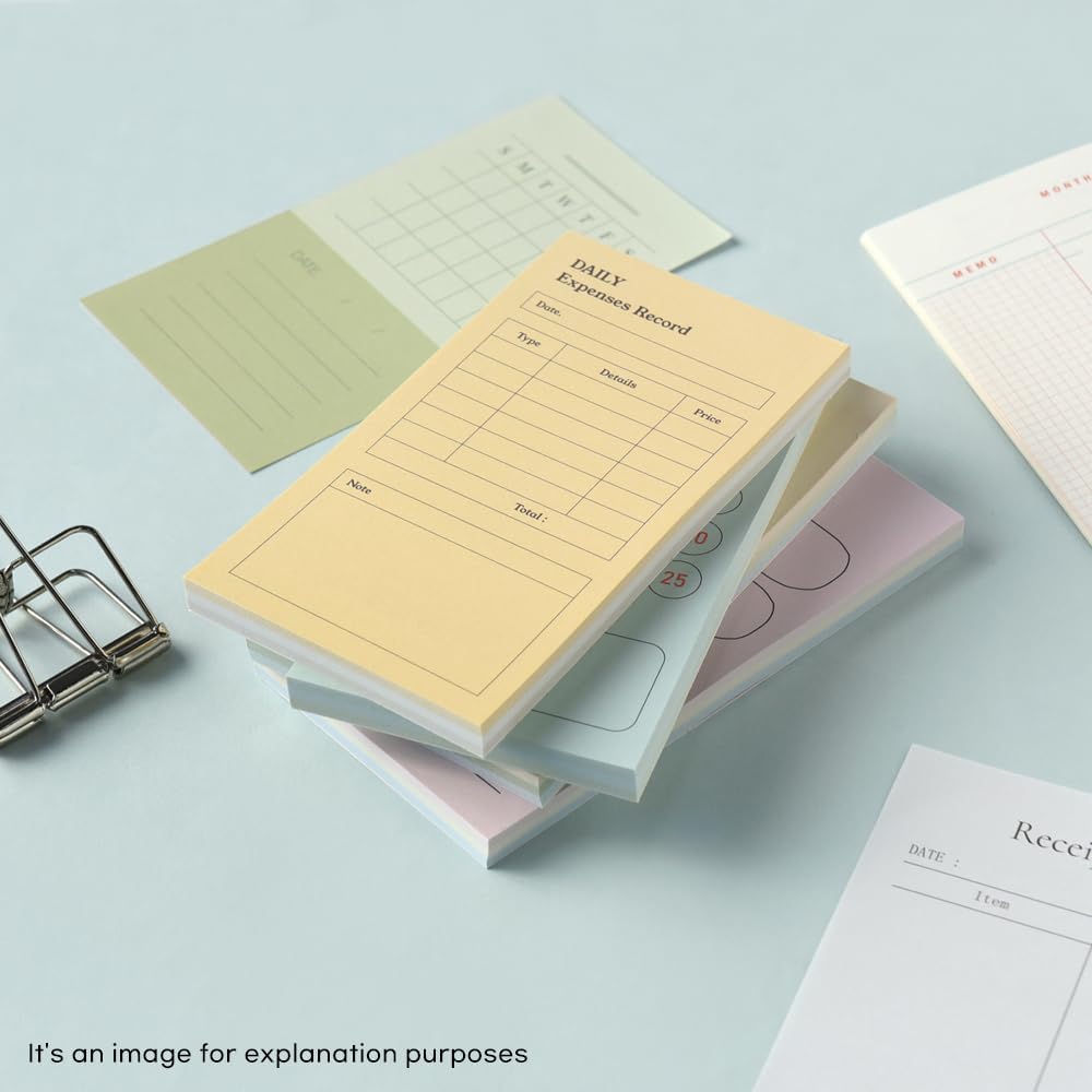 Monolike Memopad Memories design B SET - 4 Packs, 4 Different Designs, 100 Sheets Per Pad, Total 400 Sheets, Note pads, Writing pads, 3.15 x 4.17 Inches