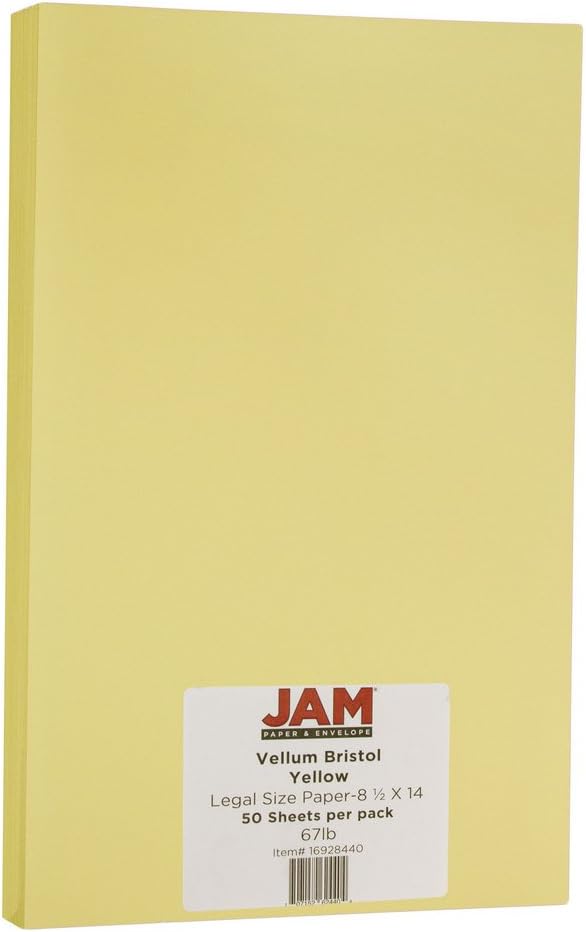JAM PAPER Vellum Bristol 65lb Cardstock - 8.5 x 11 Coverstock - 147 gsm - Cream - 50 Sheets/Pack