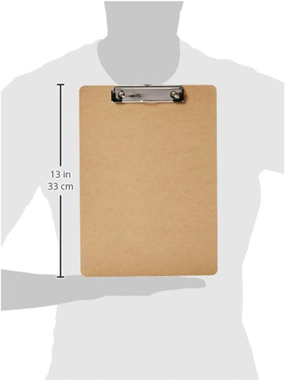 Amazon Basics Hardboard Office Clipboard, Low-Profile, Letter Size, 9" x 12.5", Brown, 6-Pack