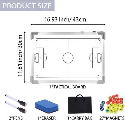 Magnetic Soccer Coaching Board, Double-Sided Dry Erase Tactics Board with Player Markers, Pen and Eraser, Portable Clipboard for Coaches, Coach Training Equipment Coach Gift (White Board)