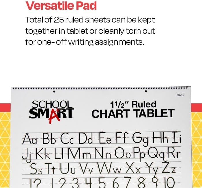 School Smart Chart Tablet, 24 x 16 Inches, 1 Inch Rule, 25 Sheets