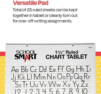 School Smart Chart Tablet, 24 x 16 Inches, 1 Inch Rule, 25 Sheets