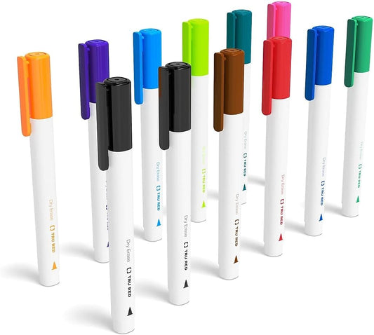 TRU RED Dry Erase Markers, Fine Tip, Assorted Colors, Low Odor, Erasable Whiteboard Markers, 36/Carton