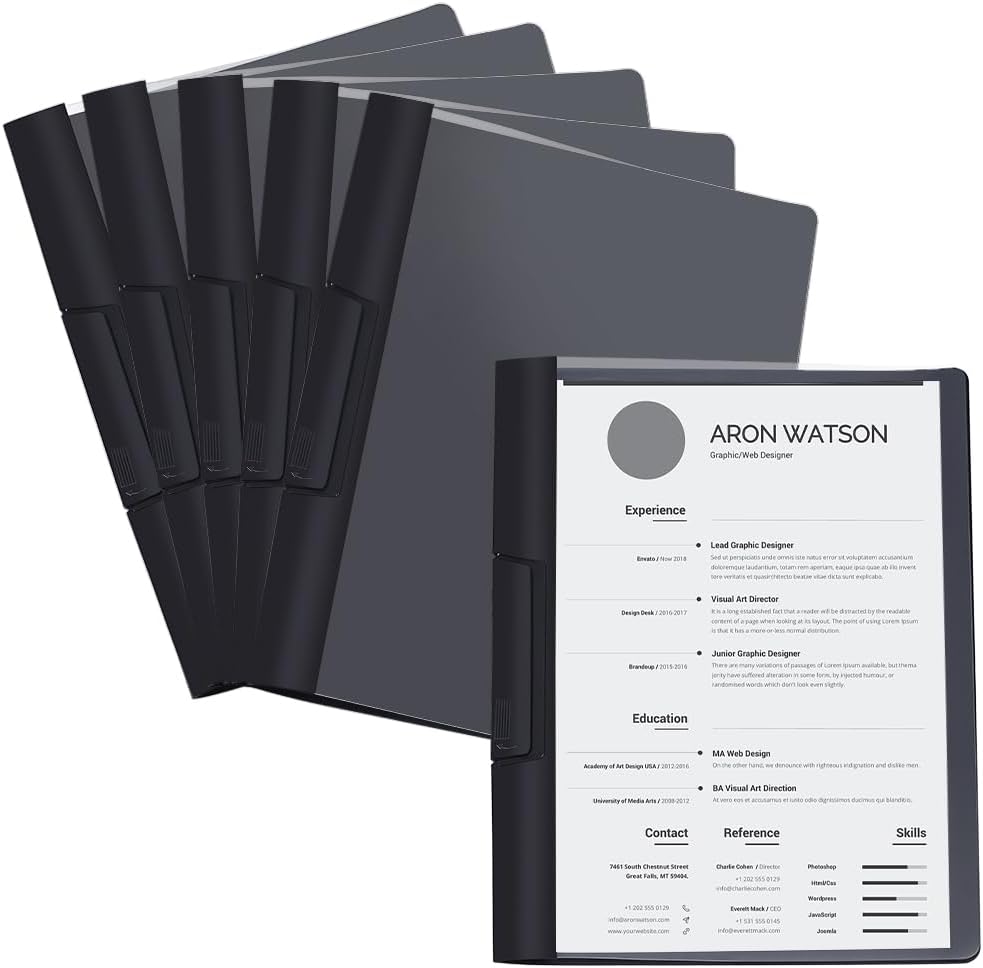 30 Pack Presentation Folders, 9x11.4Inch Clear Report Covers with Swing Clip Resume Portfolio Folder Document Binder with 5pcs Stickers for Business Office Files Document, Letter Size