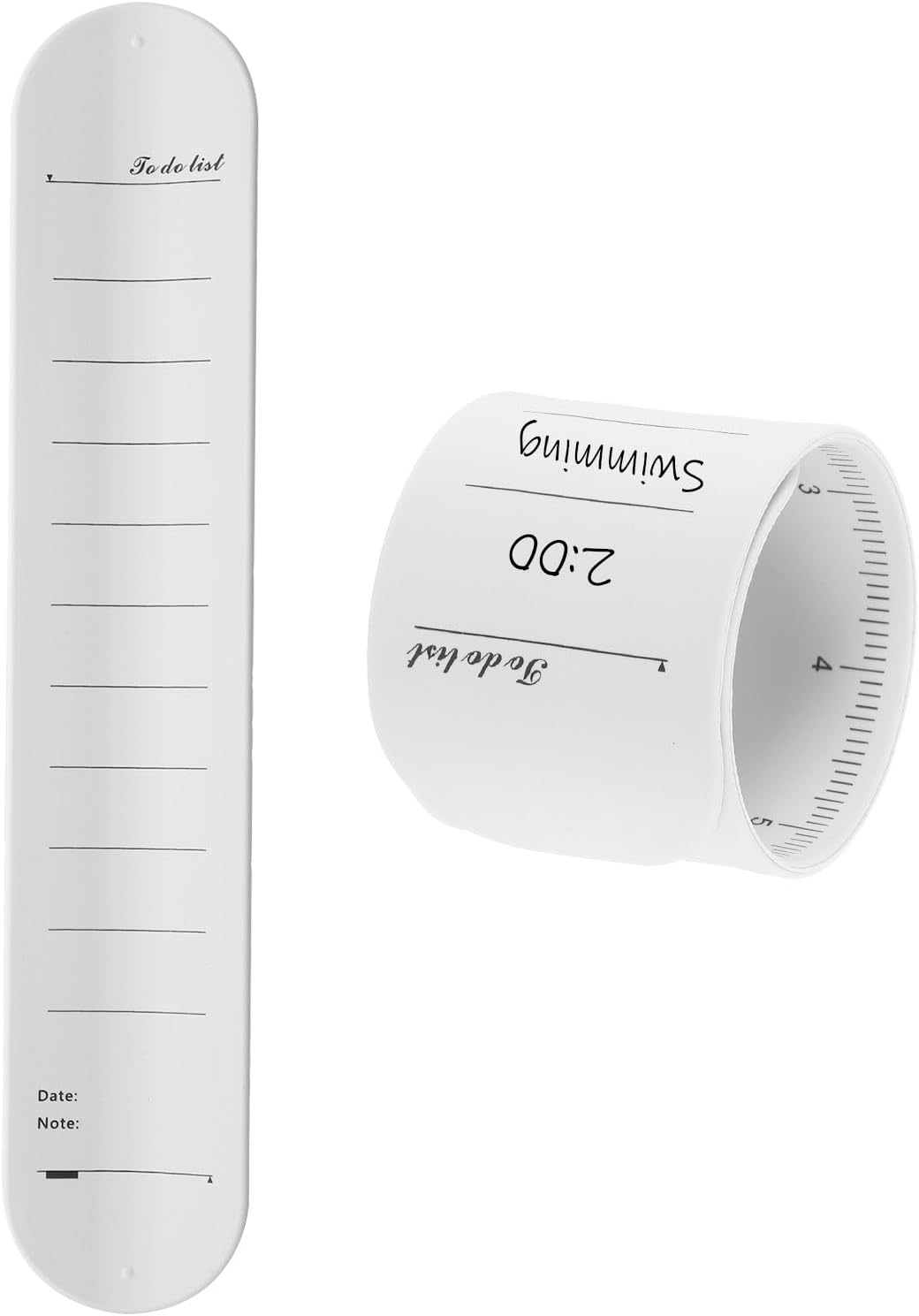 uxcell 2Pcs Writable Wrist Band, 9.45" x 1.18" Waterproof Slap Bracelet Reusable Writable Erasable to Do List Silicone Memo Wrist Bands for Planner Reminder (White)
