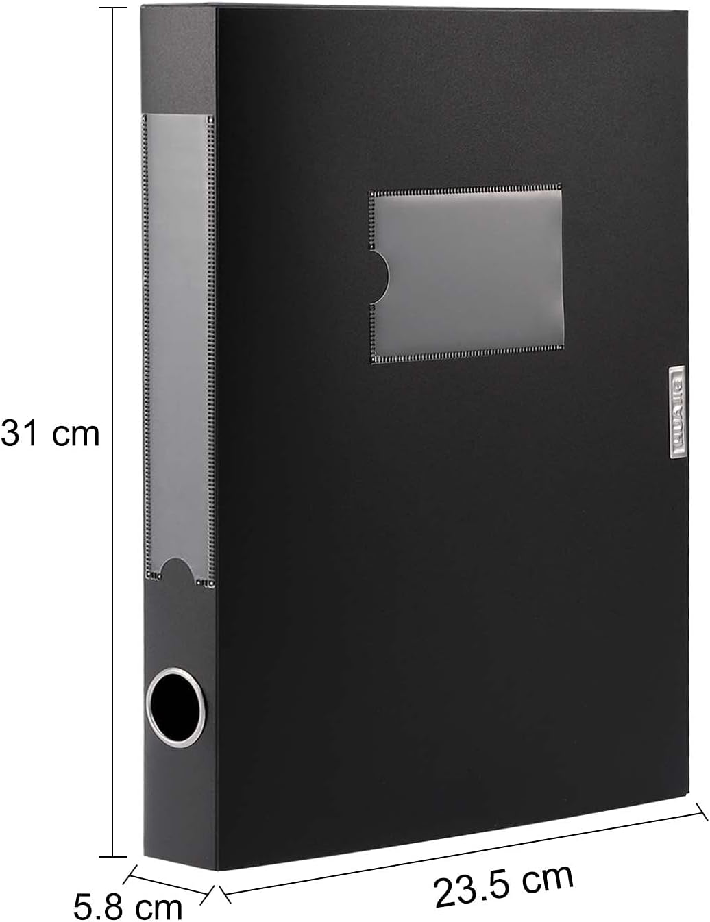 HUA JIE A4 Storage File Boxes Plastic Archives Cases with Lid, File Folder Organizer Document Filing Box for office,31×7.5×23.5 cm, Black(Pack of 4)