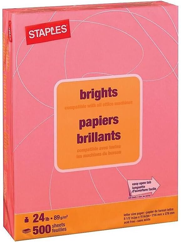 Staples Brights 24 Lb. Colored Paper Dark Green 500/Ream, For Office, School & Home