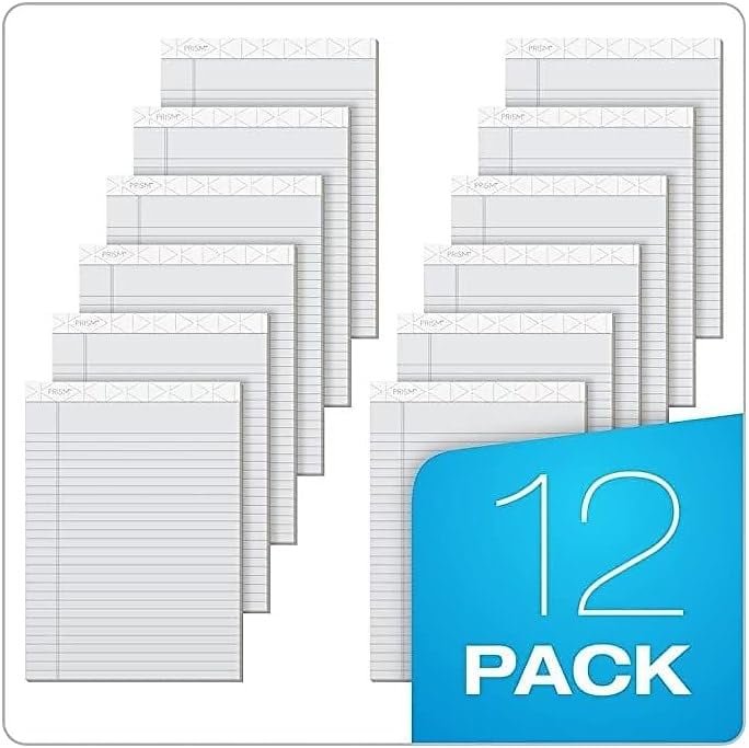 Tops Prism Writing Pads, 8-1/2" x 11-3/4", Legal Rule, Gray, Perforated, 50 Sheets, 12 Pack (63160)