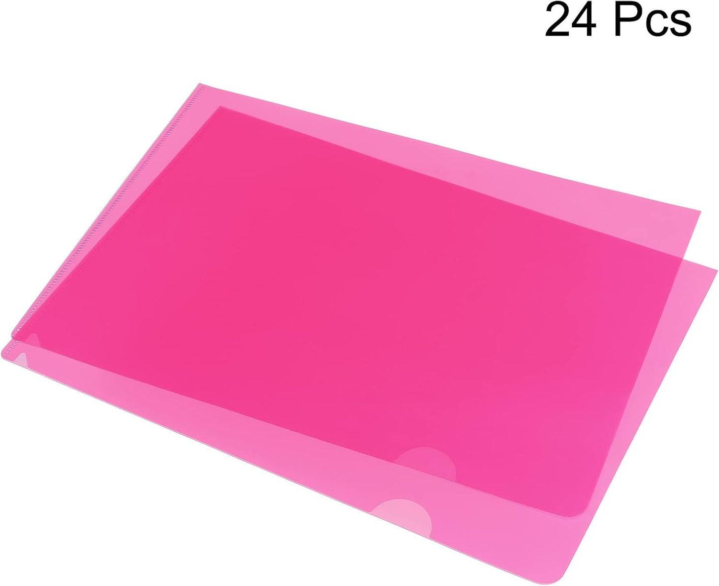 PATIKIL L Type Folders 24 Pack A4 Plastic File Project Pockets Clear Paper Document Jacket Sleeve for Office, Black