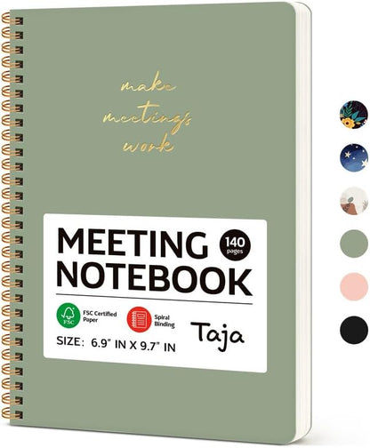 Meeting Notebook for Work Organization - Work notebook with action items, Meeting Minutes Planner Notebook, Perfect Office Supplies for Men & Women - Pink