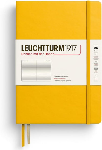 LEUCHTTURM1917 - Notebook Hardcover Medium A5-251 Numbered Pages for Writing and Journaling - Thinking Ahead (Plain Paper, Spice Brown)