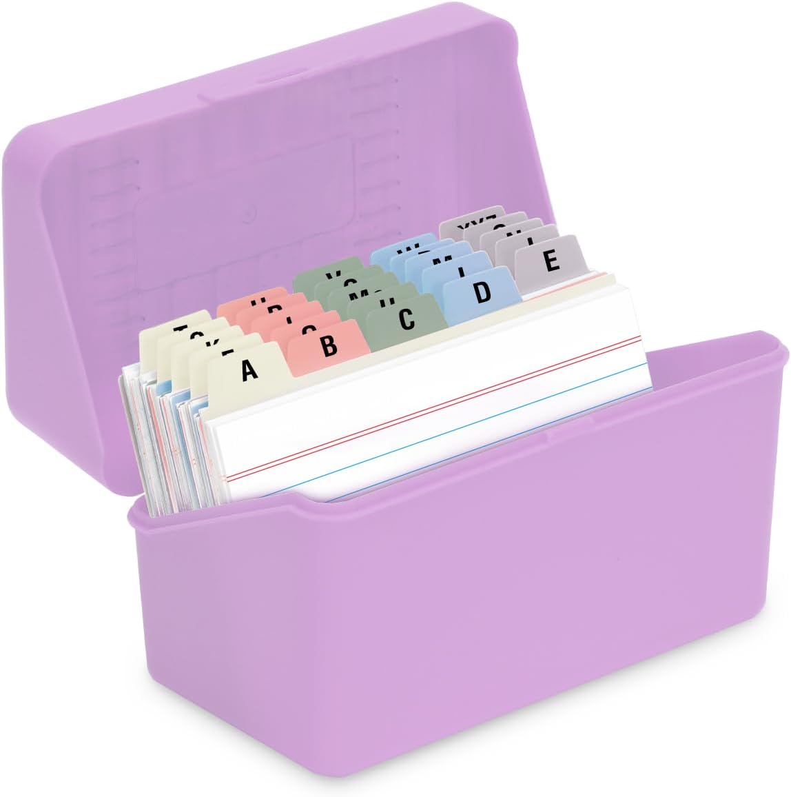 H4D 3x5 Index Card Holder with 100 Heavyweight Ruled Index Cards and 25 Plastic Dividers, Black