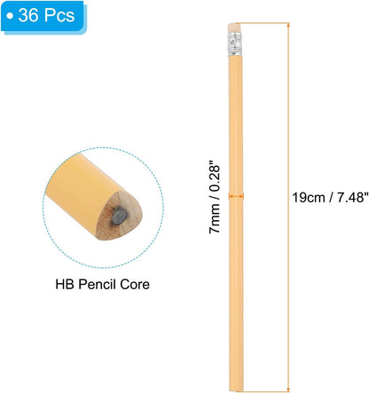PATIKIL Round Pencils, 36 Pack Triangle HB Graphite Pencil Woodcase Wooden Pencils with Eraser for Classroom Office Writing Drawing Supplies, Green