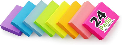 Winner Aura Sticky Notes 1.5x2 inch Bright Colors Self-Stick Pads 8 Pads/Pack 100 Sheets/Pad Total 800 Sheets