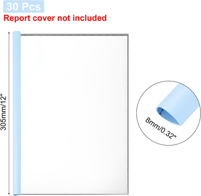 PATIKIL 30Pcs Binding Bars, 8mm Binding Bars Slide Grip 50 Sheets Capacity A4 Size Report Binder Teardrop Shape Presentation Binder for Report Cover Resume, White