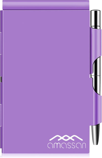 amassan Metal Small Notebook, Mini Notepad, Small Pocket Notepad Aluminum Note Case with Mini Metal Pen and 60-Page Sheets - Memo Books Note Pads(Gold)