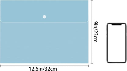VANRA Poly File Folders Letter Size File Jackets Organizer Plastic Envelope A4 Flat Document Holder with Snap Button Closure (Pastel Blue, Pack of 5)