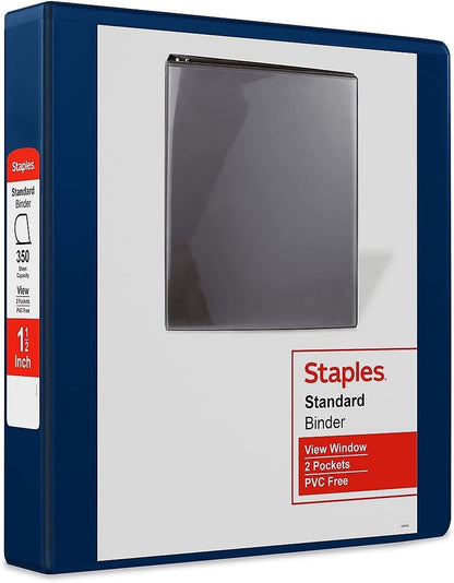 Staples Standard 2-Inch 3-Ring View Binder, Holds Up to 450 Sheets, Orange, Durable Binder for Office & School