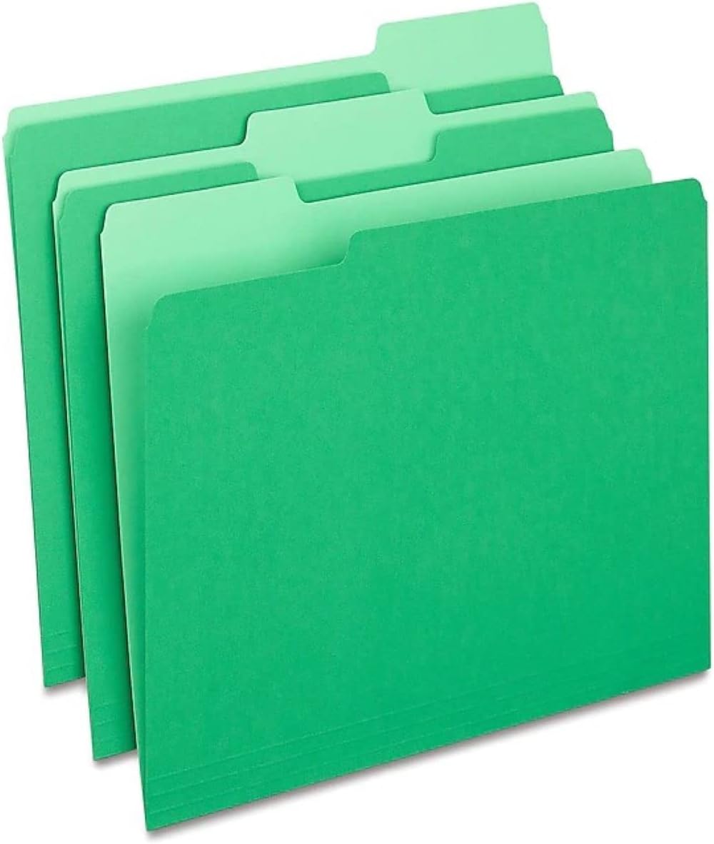 Staples File Folders, Letter Size, 1/3‑Cut Tabs, Purple, Durable 10.5‑Point Paper Stock, 100/Pack