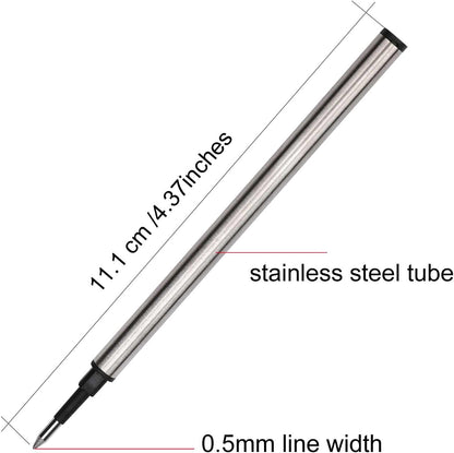 YIVONKA 10 Pieces Replaceable Ballpoint Pen Refills Medium Point Metal Refill Smooth Writing Black or Blue Ink Pen Refills 0.5 mm (10 Black 0.5mm Refills)