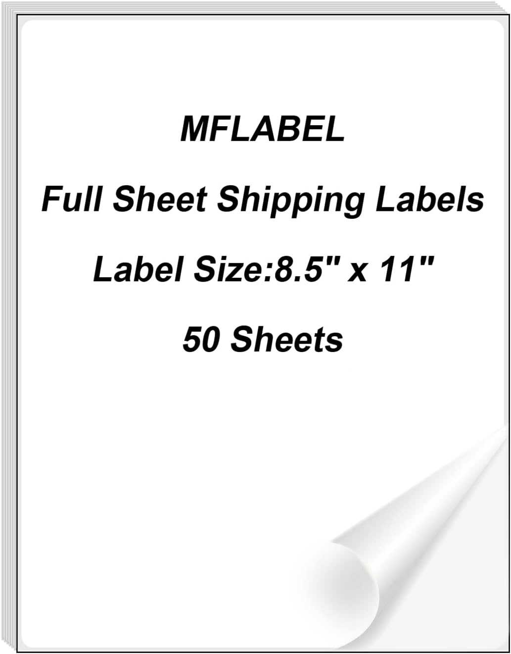 MFLABEL Half Sheet Shipping Labels - 200 Self Adhesive Sticker Sheets for Laser & Inkjet Printers, Waterproof & Smudge-Free, with 12 Free Fragile Labels for Packaging, Shipping and Crafting - Colors B