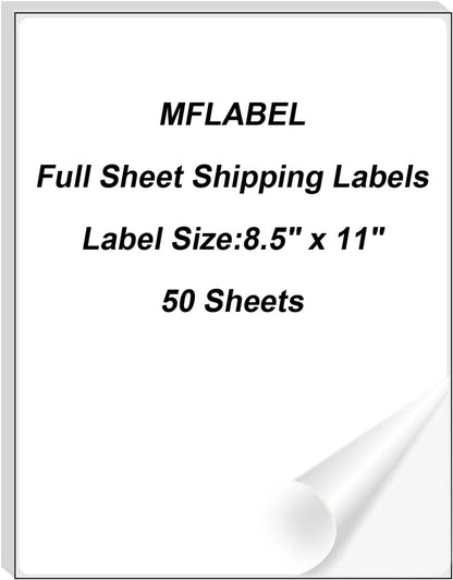 MFLABEL Half Sheet Shipping Labels - 200 Self Adhesive Sticker Sheets for Laser & Inkjet Printers, Waterproof & Smudge-Free, with 12 Free Fragile Labels for Packaging, Shipping and Crafting - Colors B