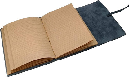 Leather Journal Writing Notebook - Genuine Leather Bound Daily Notepad for Men & Women Lined Paper 240 Kraft Pages, Handmade, Rustic Brown, 5 x 7 in