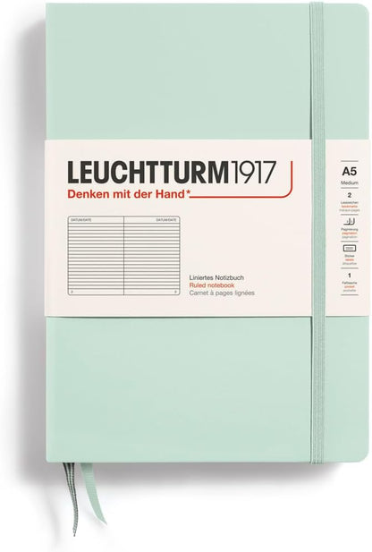 LEUCHTTURM1917 - Notebook Hardcover Medium A5-251 Numbered Pages for Writing and Journaling (Navy, Ruled)
