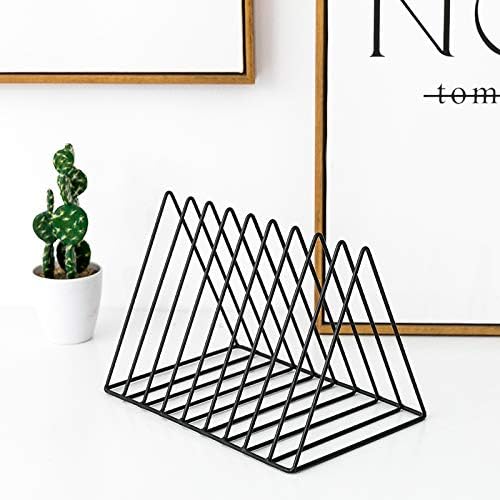 Sooyee 9 Slot Rose Gold Magazine Holder,Desktop File Sorter Organizer Triangle Bookshelf Decor Home Office