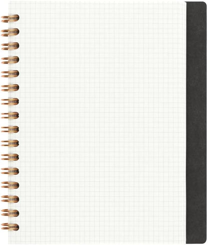 Maruman Septcouleur Grid Notebook- A5, 8.35" x 6.22", 100 Sheets / 200 Pages, 3mm Graph Paper Journal, Durable Rose Gold Wire-bound Spiral, Water Resistant Cover, Spicy Coral Pink, Made in Japan