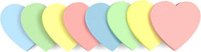 SIMONA Heart Shape Sticky Notes 8 Color Bright Colorful Sticky Pad 75 Sheets/Pad Self-Sticky Note Pads